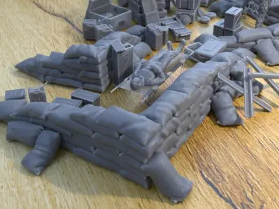 ANTI TANK POST FOR WAR TABLETOP TERRAIN 1-35 SUPPORTED STL 3D print model