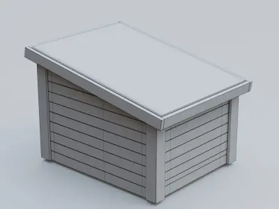 Wooden Kennel Dog House - SubD  Low-poly 3D model