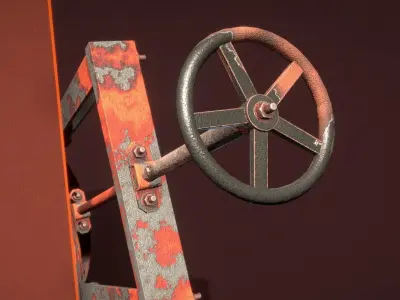 Spindle Gate Valve - Rusty Version - Package Low-poly 3D model
