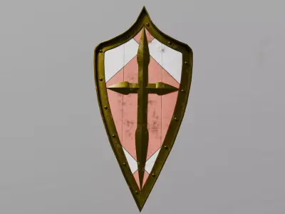 Tri-Parted Pointed Heraldic Shield 3D model