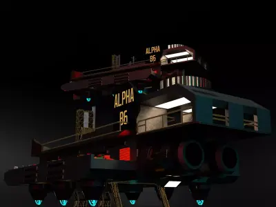 Alpha-B6 spaceship with lights Free 3D model