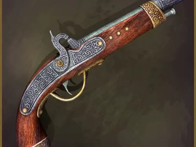 Animated Pirate Pistols Low-poly 3D model