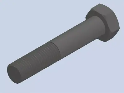 Bolt Partial Thread Hexagonal Head M24x130mm 3D model