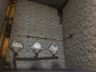 Older Toilet Game Ready Setup Low-poly 3D model