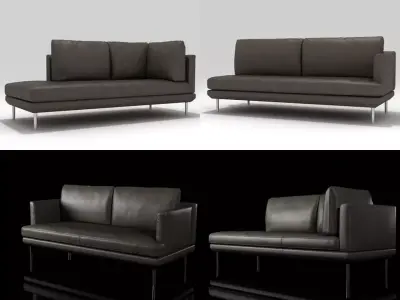 L 1191 set of leather sofas and chairs Free 3D model