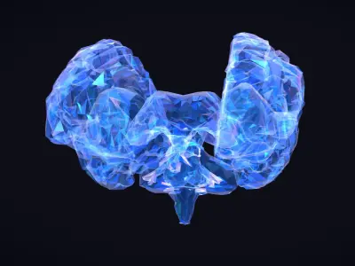 Brain Roentgen Low Polygon Art Medical Low-poly 3D model