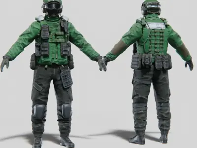 SOLDIER Flight Deck Crew Rigged 3D model