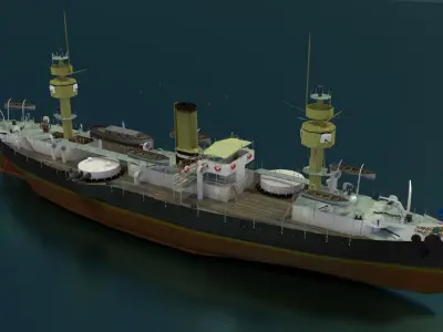 Battleship Aquidaban Low-poly 3D model