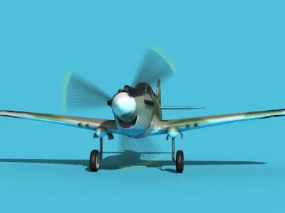 Curtiss P-40B Warhawk V07 USAAF 3D model