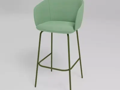 GRACE - Upholstered fabric high stool with armrests - Free 3D model