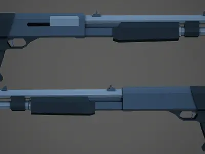 Stylized M56B Shotgun Low Poly Mobile Ready Low-poly 3D model