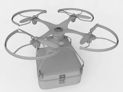 Generic Logistics Blue Post Drone with Box 3D model