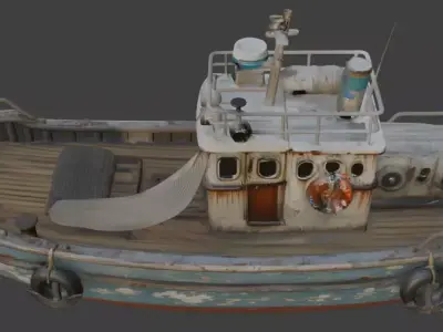 Abandoned Fishing Trawler Boat PBR 3D Model 3D model