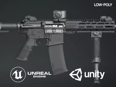 AR15 Pack - x9 Attachments Included  Low-poly 3D model