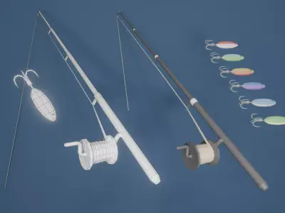 Low Poly Fishing Pack Low-poly 3D model