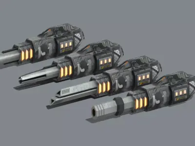 Railgun set Low-poly python futuristic weapon Low-poly 3D model