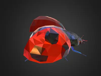 Bug Ladybug Red Low Polygon Art Insect Low-poly 3D model