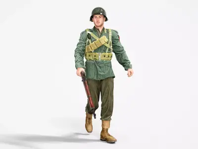 World War II US Soldier  Low-poly 3D model