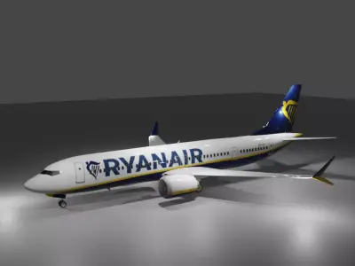 Ryanair Boeing 737 max 200 3d model  Low-poly 3D model