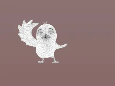 Cartoon Papa Bird Low-poly 3D model