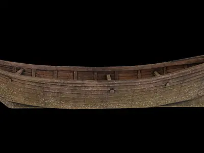 Wooden Boat Low-poly 3D model