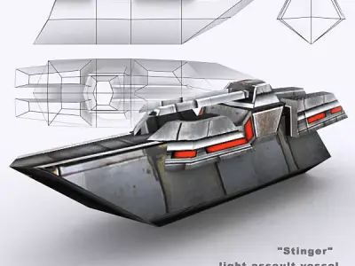 3DRT - Sci-Fi Naval Vessel - Slasher Low-poly 3D model