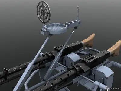 MG34 Zwillingsockel36 A Low-poly 3D model