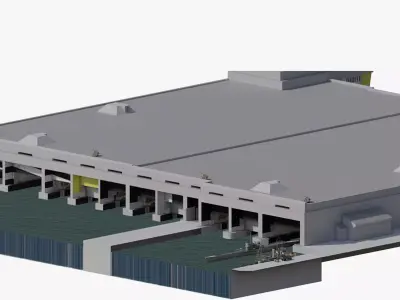 U-Boat base at La Pallice France 3D model