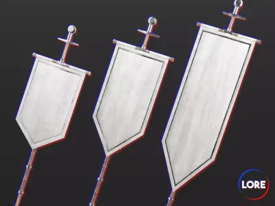 Medieval Knightly Decoration Flags and Banners Low-poly 3D model