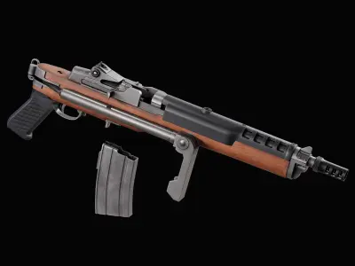 Game Ready Ruger Mini 14 PBR Rigged Low-poly 3D model