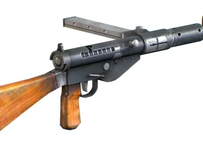 British Sub Machine Gun - Sten Mk V 1944 Low-poly 3D model