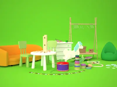 Toy Collection set of furniture 3D model