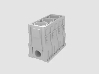 Blockengine metal box with four compartments Low-poly 3D model