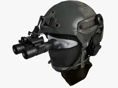 Ops Core Helmet with Tactical Night Goggles Low-poly 3D model