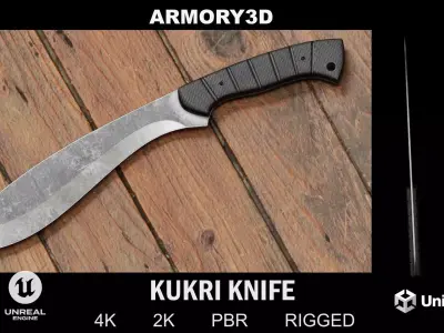 GAME READY KUKRI KNIFE PBR RIGGED Free low-poly 3D model