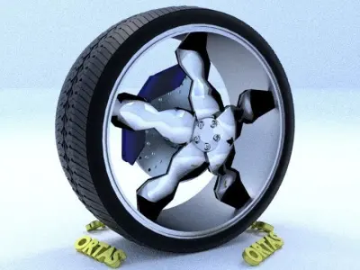 ORTAS CAR RIM 63 GAME READY RIM TIRE AND DISC 3D model