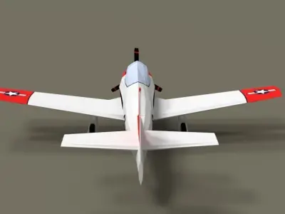 Low Poly T-28 Trojan Training Airplane Low-poly 3D model