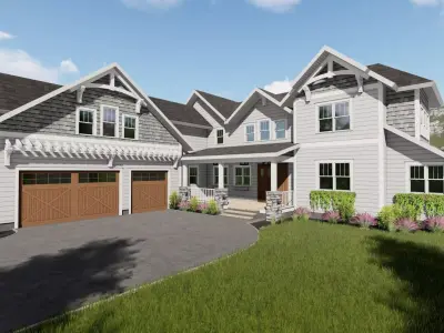 Casey front of home with two garages 3D model