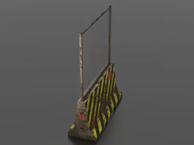Concrete barrier Low-poly 3D model