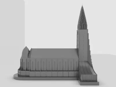 Hallgrimskirkja Iceland Reykjavik - Church of Hallgrimur Print 3D model