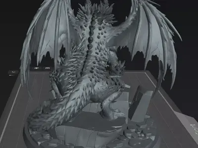 Dragon Tharvoryx the Ruinbound  Dark Fantasy Dragon STL  3D print model