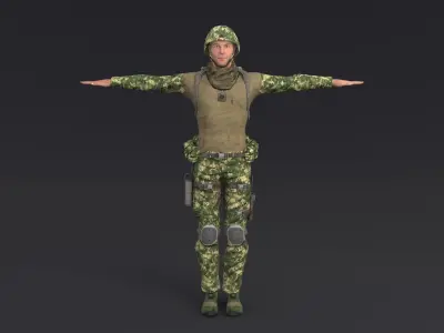 Soldier Rigged Low-poly 3D model