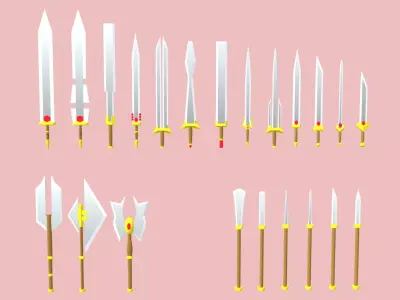Low-Poly Melee Weapons Pack Low-poly 3D model