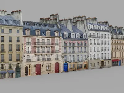 Paris quarter 2 Low-poly 3D model