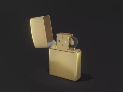 Gold lighter 3D model Low-poly 3D model