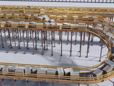 Conveyor Belt Scene and Constructor Low-poly 3D model