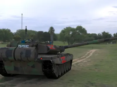  Wagner PMC T90A Tank with Iconic Red Z Marking 3D Model Low-poly 3D model