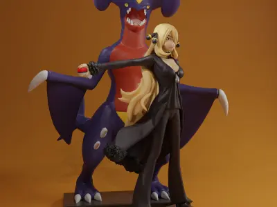 CYNTHIA AND GARCHOMP 3D print model
