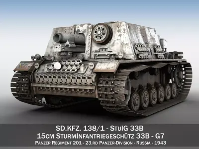 StuIG 33B - Self-propelled heavy Infantry Gun - G7 3D model