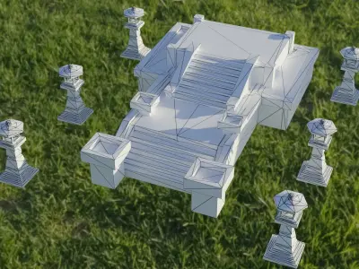 Ancient altar Low-poly 3D model